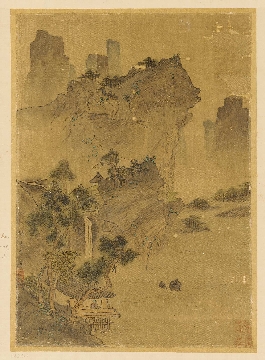 南宋 李唐 听瀑图页绢本34x25