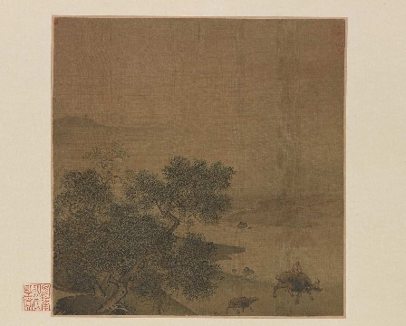 南宋 李唐 牧牛图绢本24.8 x 24.2