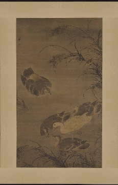 明 林良 秋水凫鹥图轴绢本172.9x99.3
