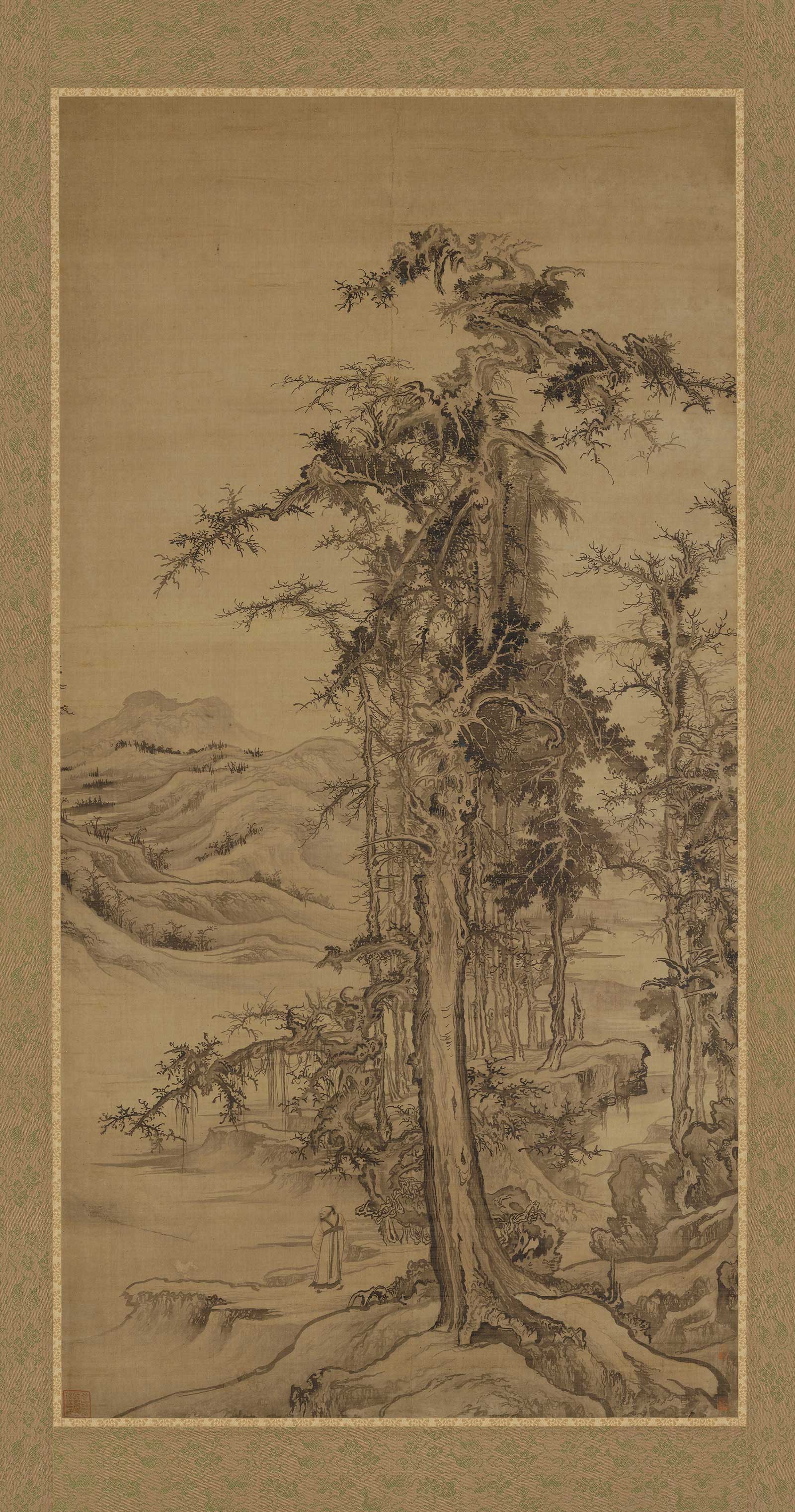 北宋 李成 寒林高士图轴绢本174 x 89.2