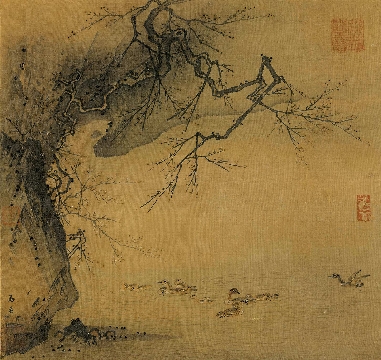 马远_梅石溪凫_绢本_49X52cm