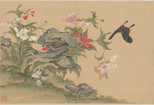 清_蒋廷锡_百蝶图_绢本_42X28cm-02