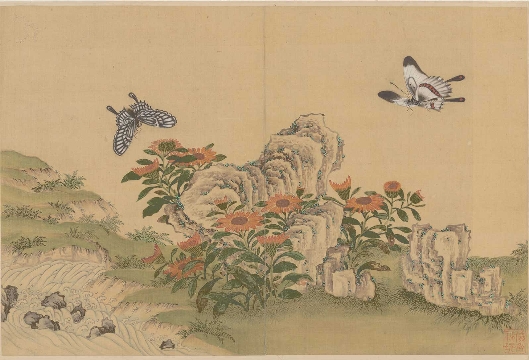 清_蒋廷锡_百蝶图_绢本_42X28cm-03