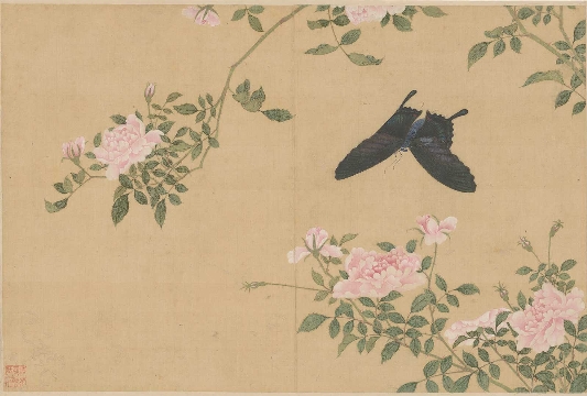 清_蒋廷锡_百蝶图_绢本_42X28cm-04