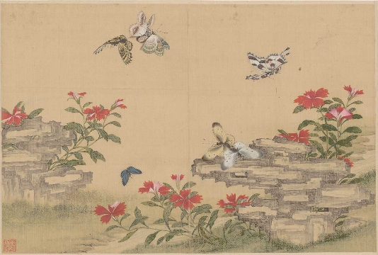 清_蒋廷锡_百蝶图_绢本_42X28cm-08