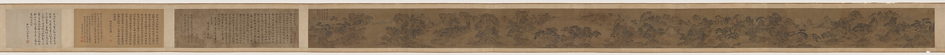 元 王蒙 溪山秋色图卷绢本29.3x461.3