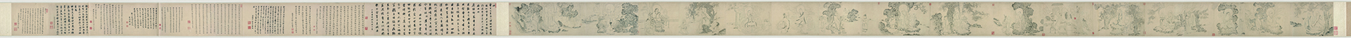 元 赵孟頫 白描罗汉图卷纸本33.8x837