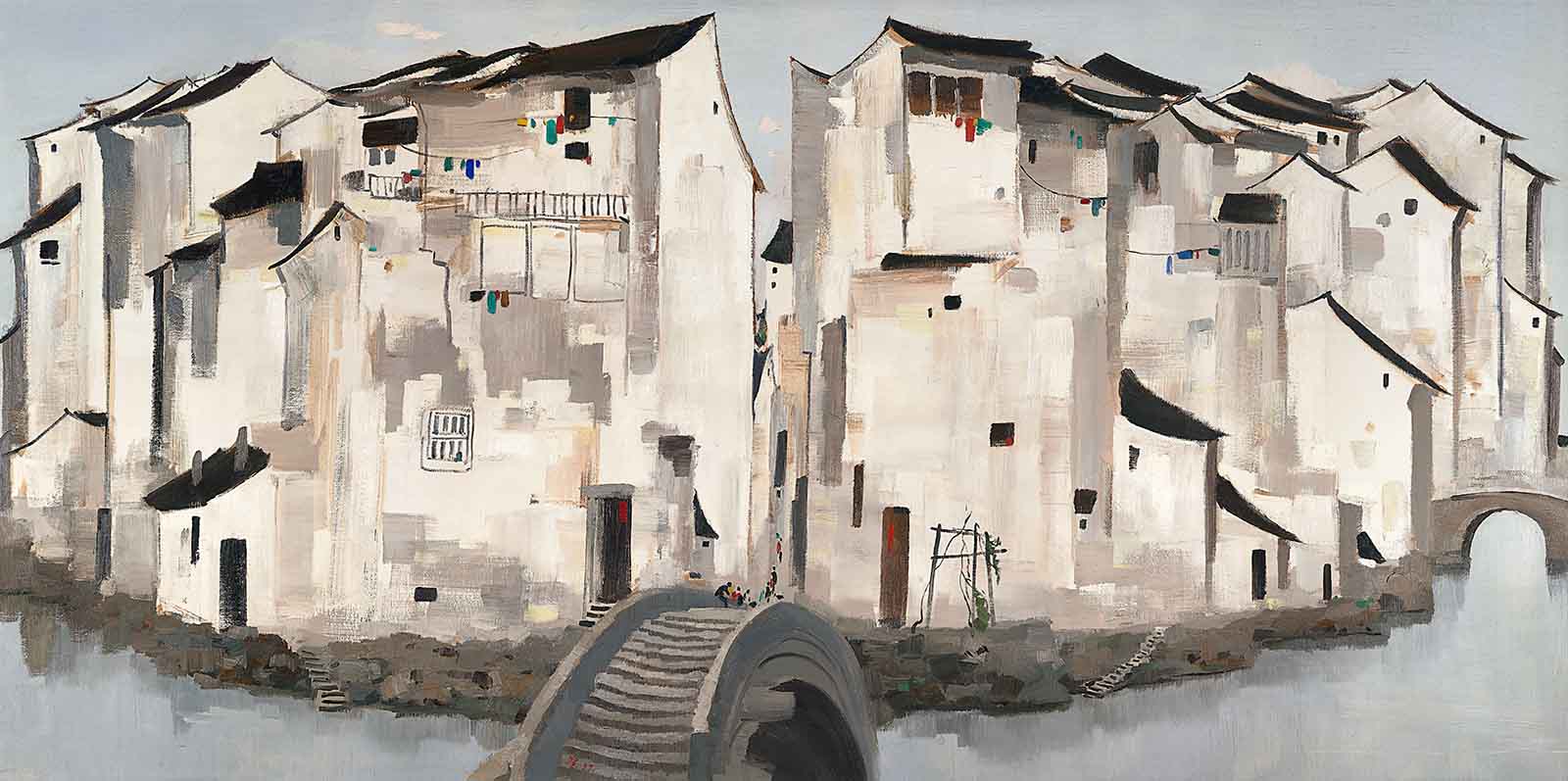 吴冠中-周庄148x297国画超高清大图原图扫描真迹全图书画图片下载