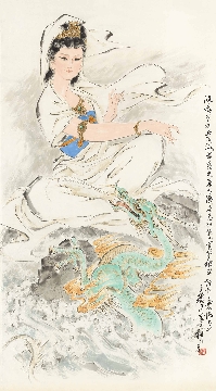 刘继卣-祥龙观音图 纸本