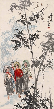 黄胄-上学图(68.5x138.9cm)1736