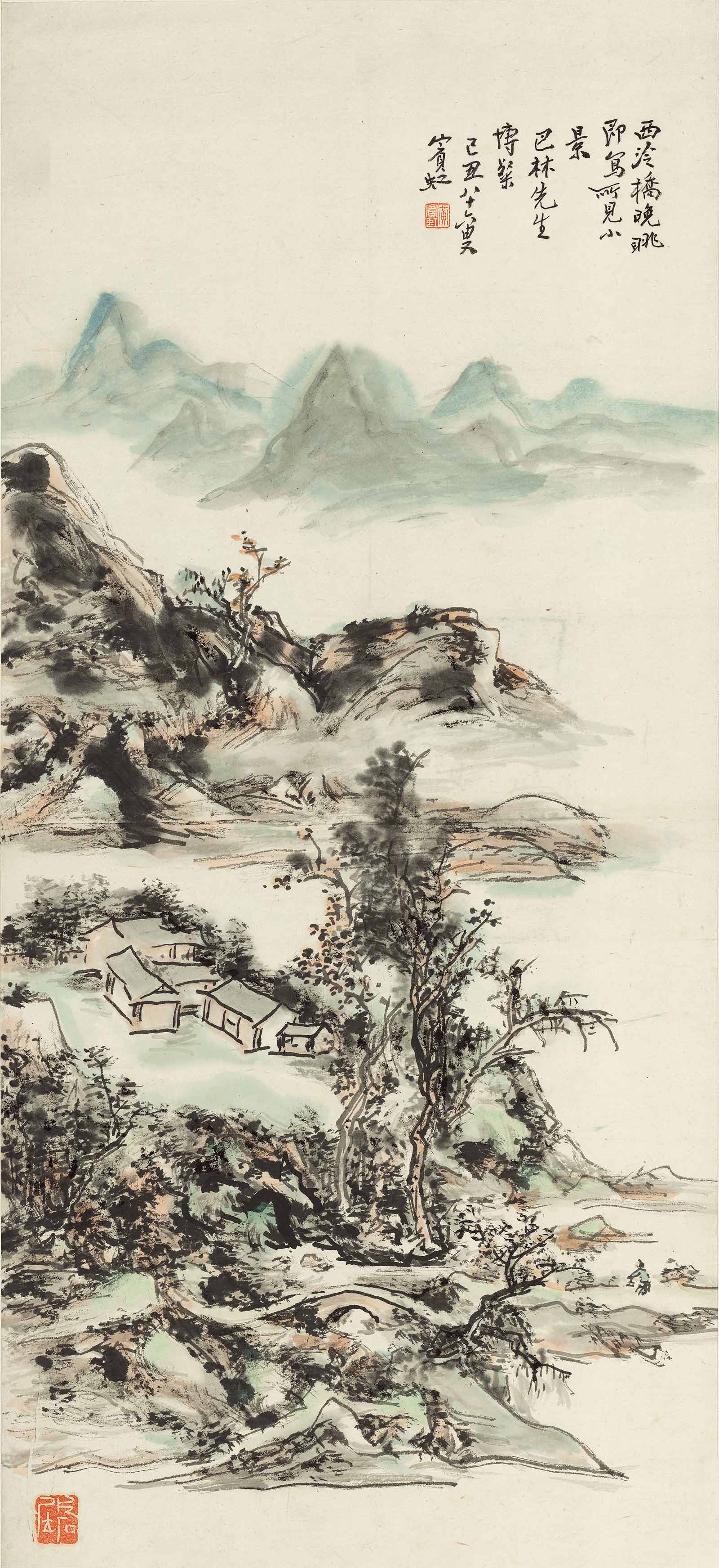 黄宾虹-西泠桥晚眺图-1国画超高清大图原图扫描真迹全图书画图片下载