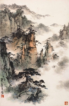 董寿平 黄山松云1280