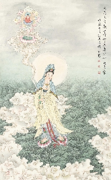 佛教图录图片-190-夏荆山佛像画-观音