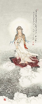 佛教图录图片-132-夏荆山佛像画-观音