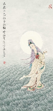佛教图录图片-079-夏荆山佛像画-观音