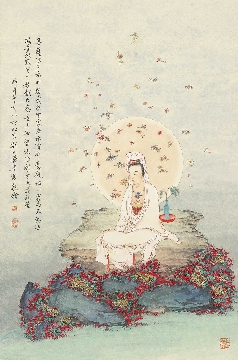 佛教图录图片-073-夏荆山佛像画-观音