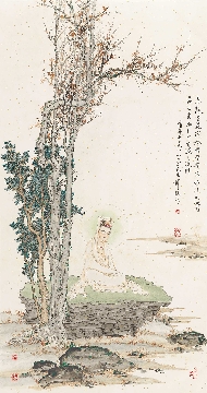 佛教图录图片-058-夏荆山佛像画-观音