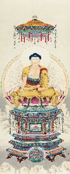 佛教图录图片-054-夏荆山佛像画-佛（五方佛）