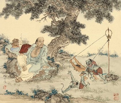 佛教图录图片-043-夏荆山佛像画-罗汉(12罗汉12张图)043-juan-D-2