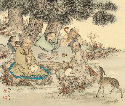 佛教图录图片-043-夏荆山佛像画-罗汉(12罗汉12张图)043-juan-A-1