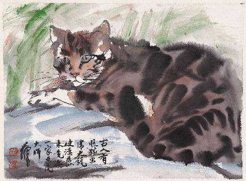 黄胄册页-花猫(345x471