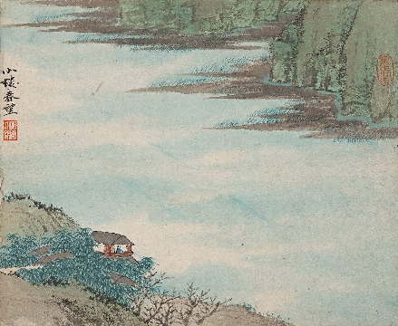 吴湖帆国画册页-小楼春望(229x279)