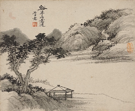 吴湖帆国画册页-溪亭雨意过(228x277)