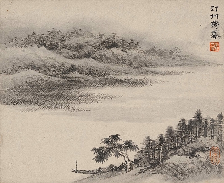 吴湖帆国画册页-汀洲薄暮(227.5x278）