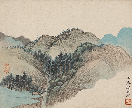 吴湖帆国画册页-山泉拟叔明(228x278)