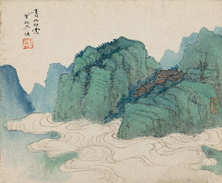 吴湖帆国画册页-青山白云(229x278)