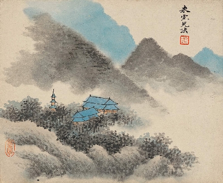 吴湖帆国画册页-米雹见法(228x278)