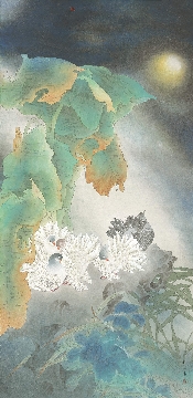 樊萍 工笔画-39月下听瀑图