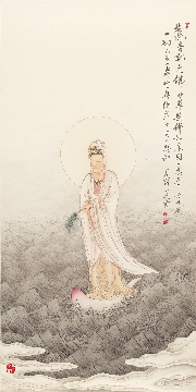 佛教图录图片-340—夏荆山佛像画-观音
