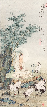 佛教图录图片-290-夏荆山佛像画-观音