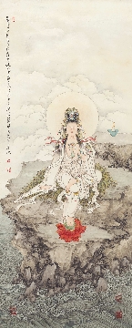 佛教图录图片-240-夏荆山佛像画-观音