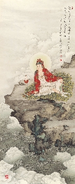 佛教图录图片-238-夏荆山佛像画-观音