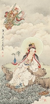 佛教图录图片-207-夏荆山佛像画-观音