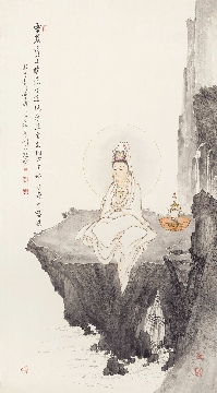 佛教图录图片-194-夏荆山佛像画-观音