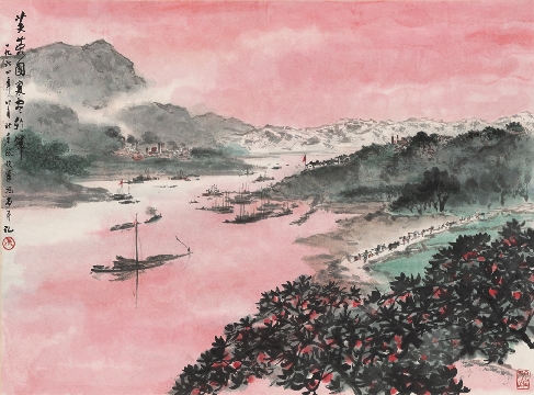 傅抱石 芙蓉国里尽朝晖 69.7x51.5
