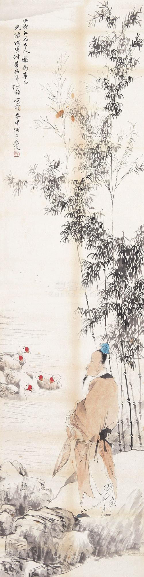 任伯年任伯年 羲之爱鹅 立轴 纸本任伯年艺术作品大全