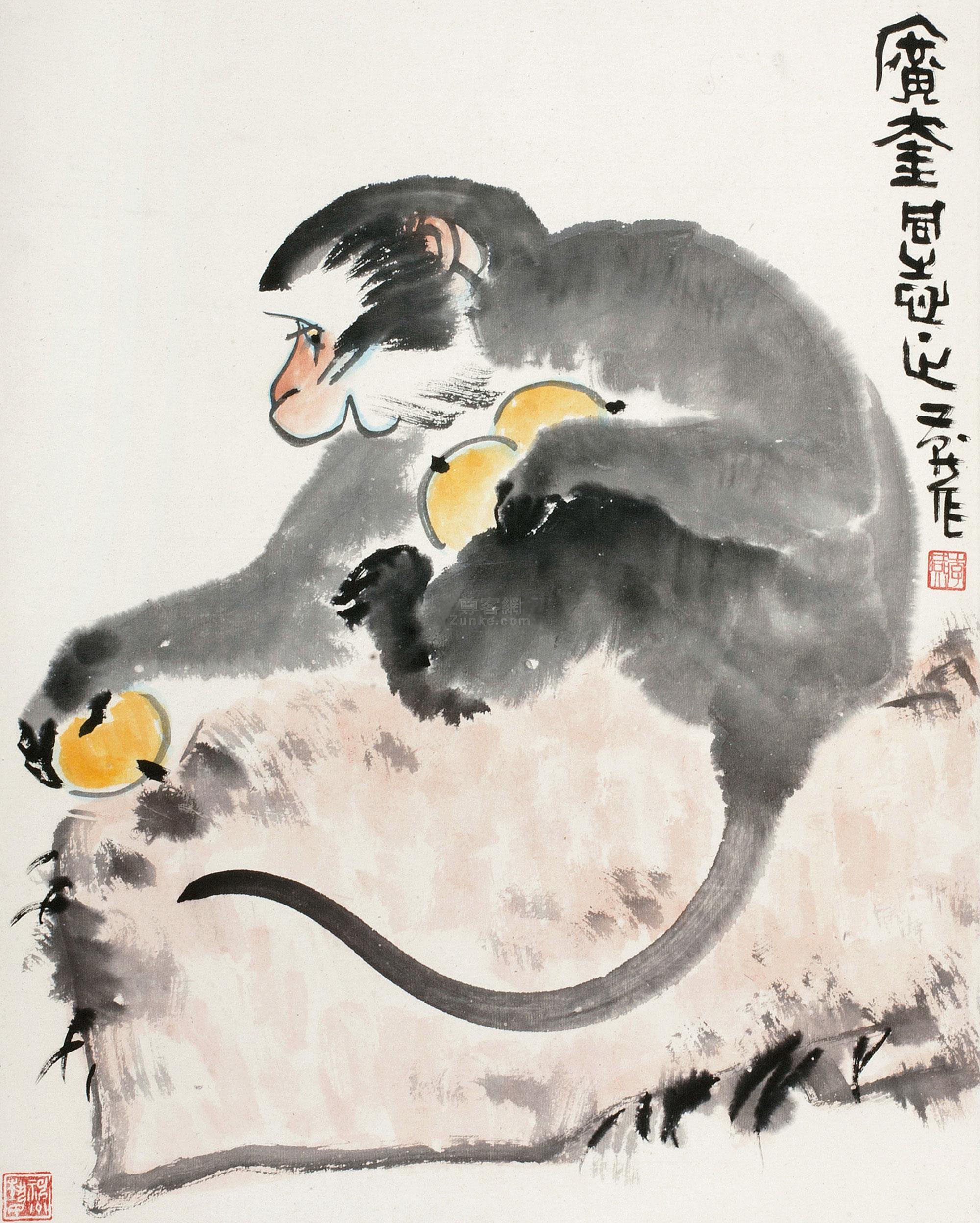 李燕作品欣赏李燕 猴 立轴 设色纸本