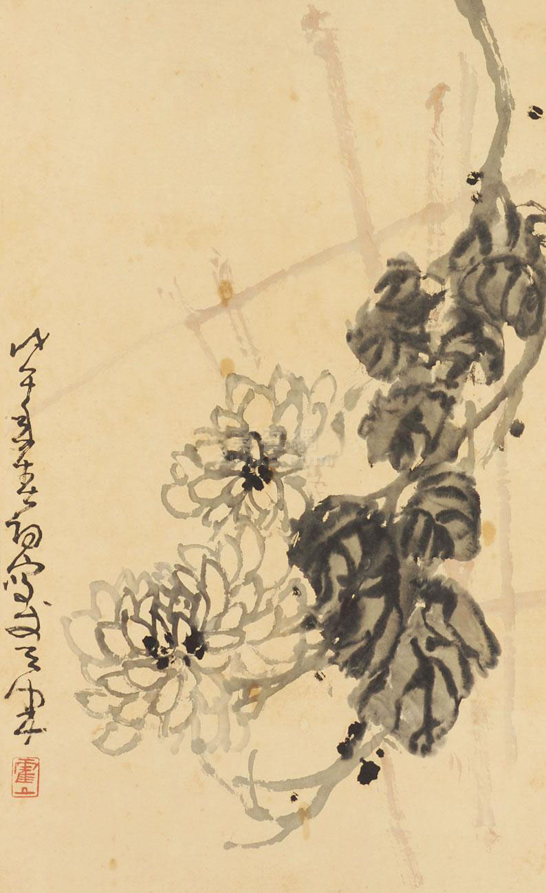 标题名称:霍春阳 菊花 立轴 纸本 - 中国书画 - 世纪文博2012春季