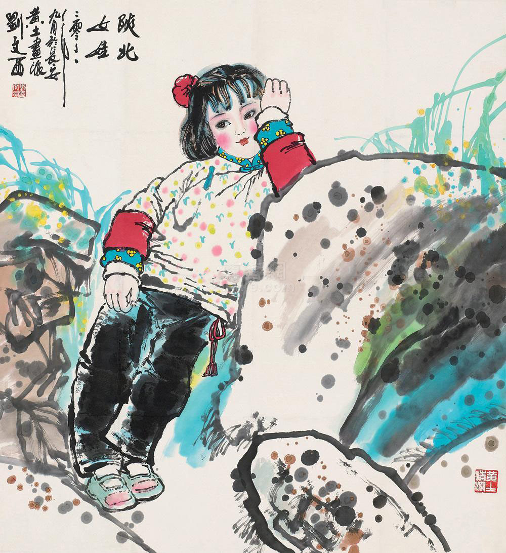 刘文西 <em>陕北女娃</em> 镜心 设色纸本 2011-04-29拍