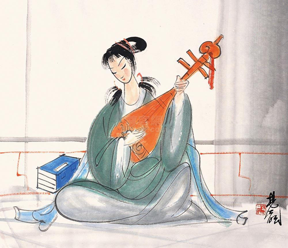 林风眠 抚琴<em>少女 镜框</em> 纸本 2011-01-23拍卖价