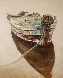 尹吉冰油画-渔船