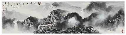 著名画家刘文顺六尺条幅山水——积雪浮云