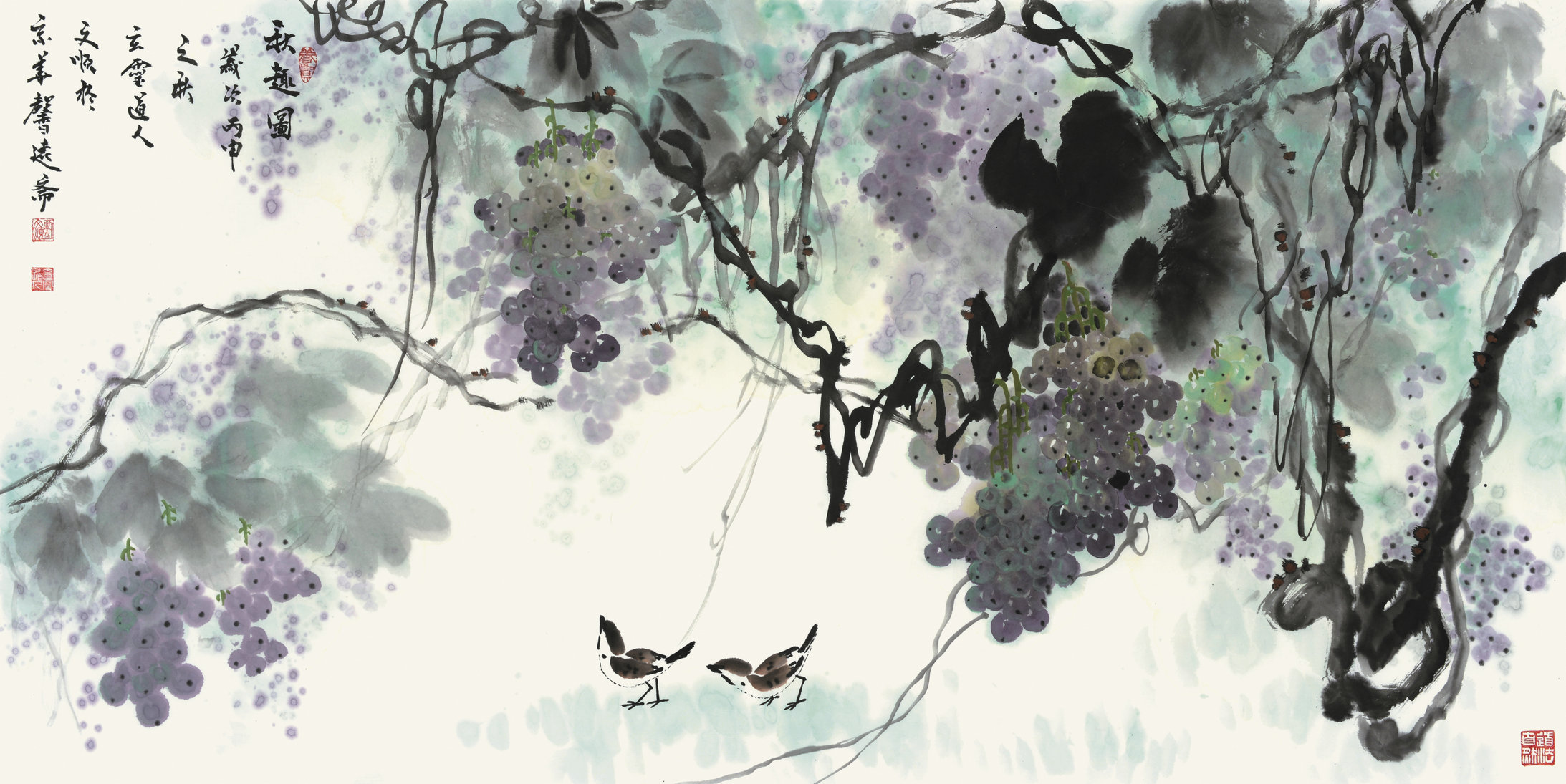 刘文顺国家一级美术师刘文顺国画葡萄作品——秋趣图||书画商城|书画家直销商城-三典轩