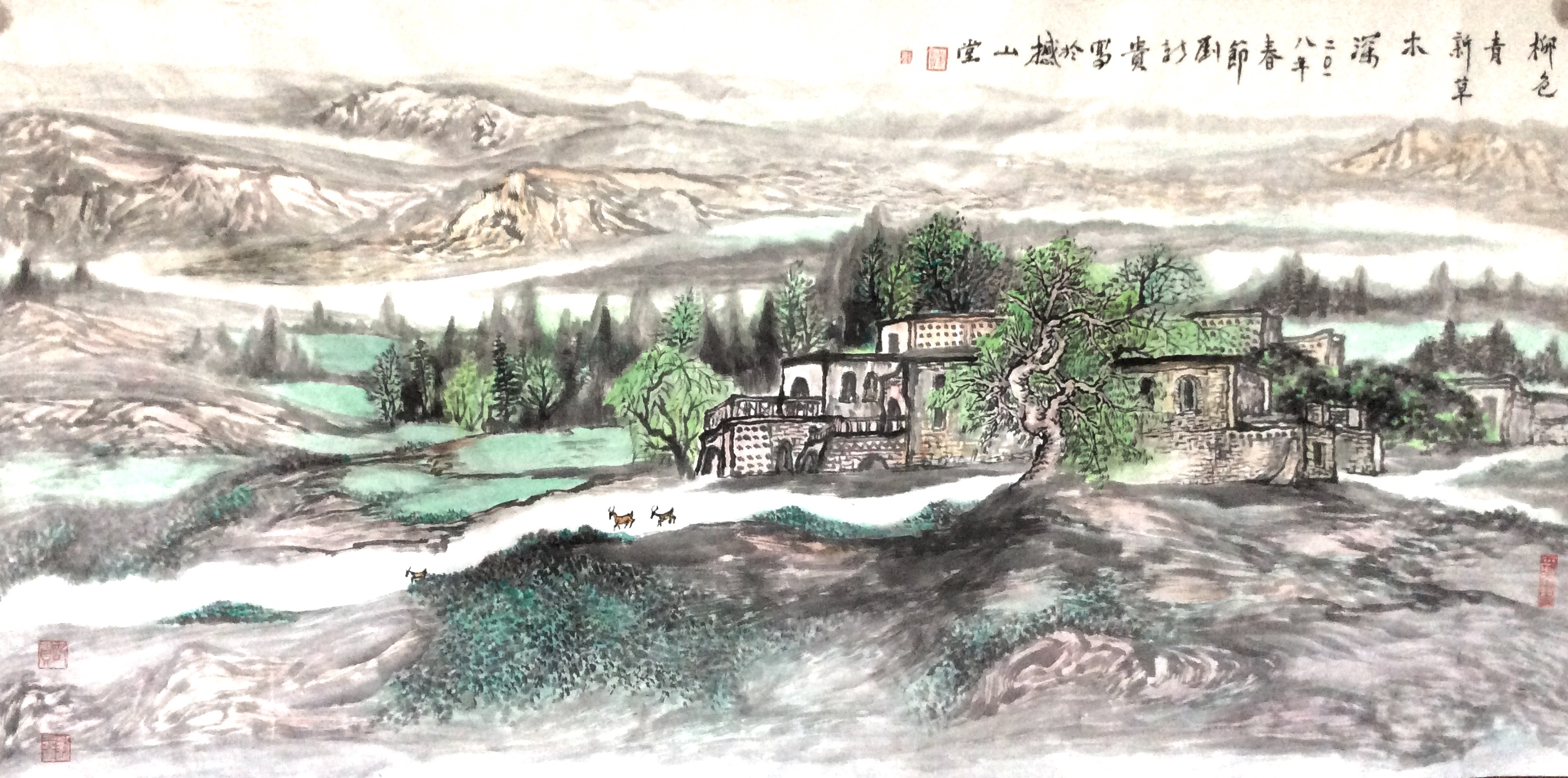 刘新贵刘新贵西域大漠田园山水绘画、吐鲁番风情绘画