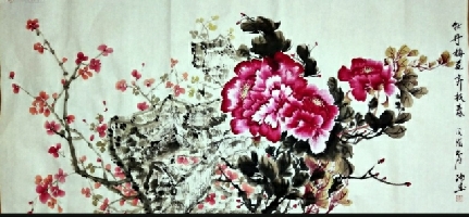 牡丹梅花花卉画
