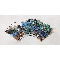 杨斐国画作品《青绿山水》